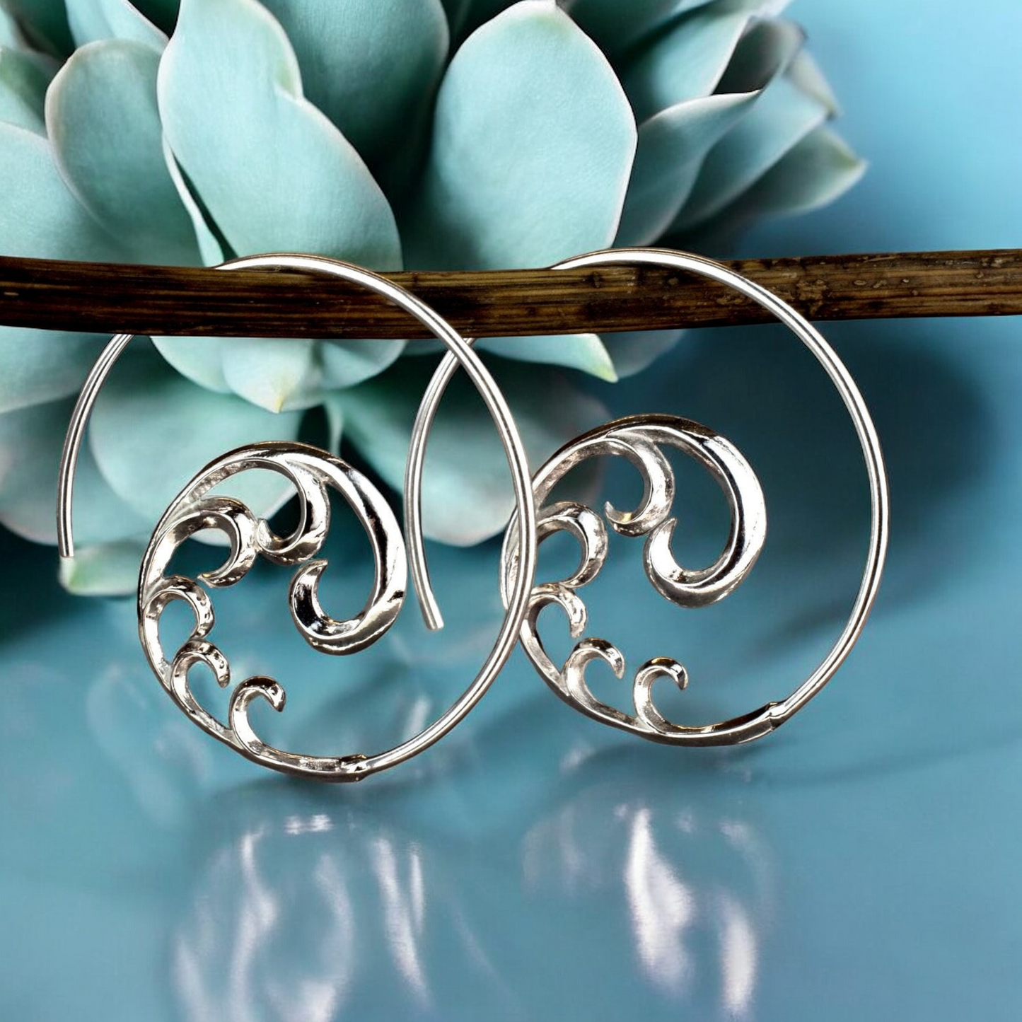 Ornament — 925 Sterling Silver Spiral Earrings — 24