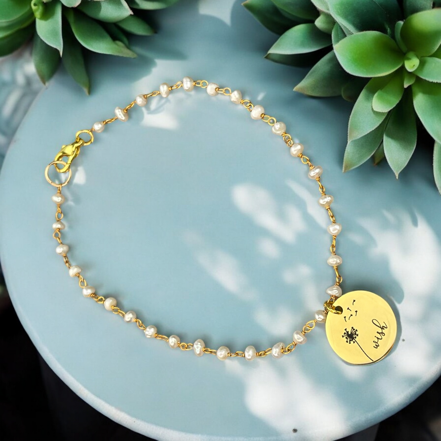 Freshwater Pearl Bracelet Personalized with Engraving RETARM-42
