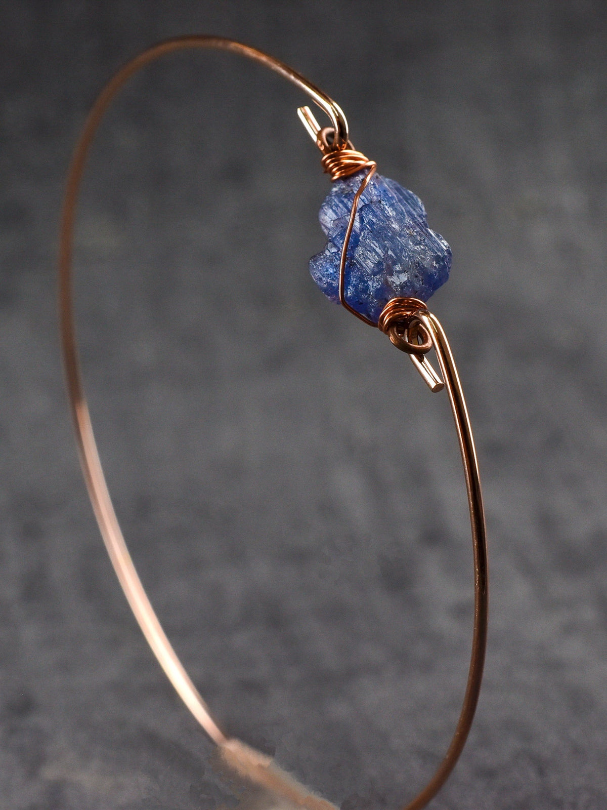 Gemstone Bangle with Apatite - Rose Gold-Plated - Handmade - RETARM-18