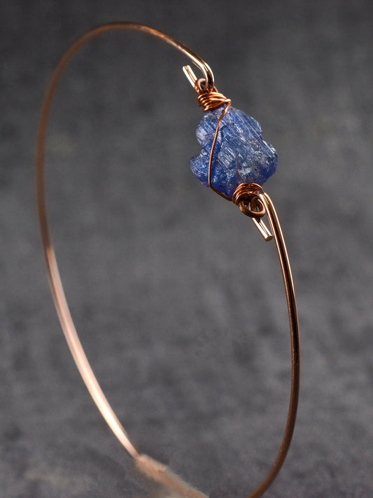 Gemstone bangle with apatite - rose gold plated - handmade - Retarm