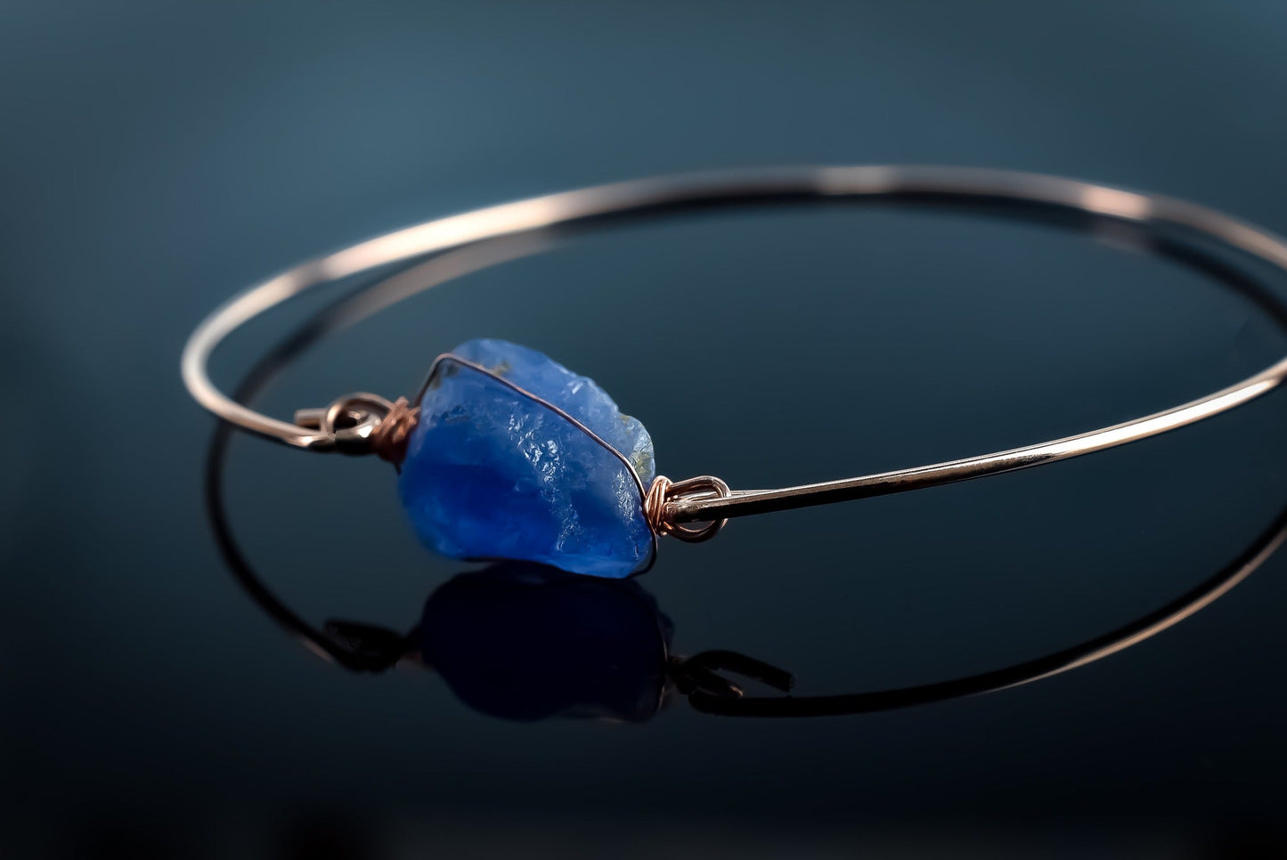 Gemstone bangle with apatite - rose gold plated - handmade - Retarm
