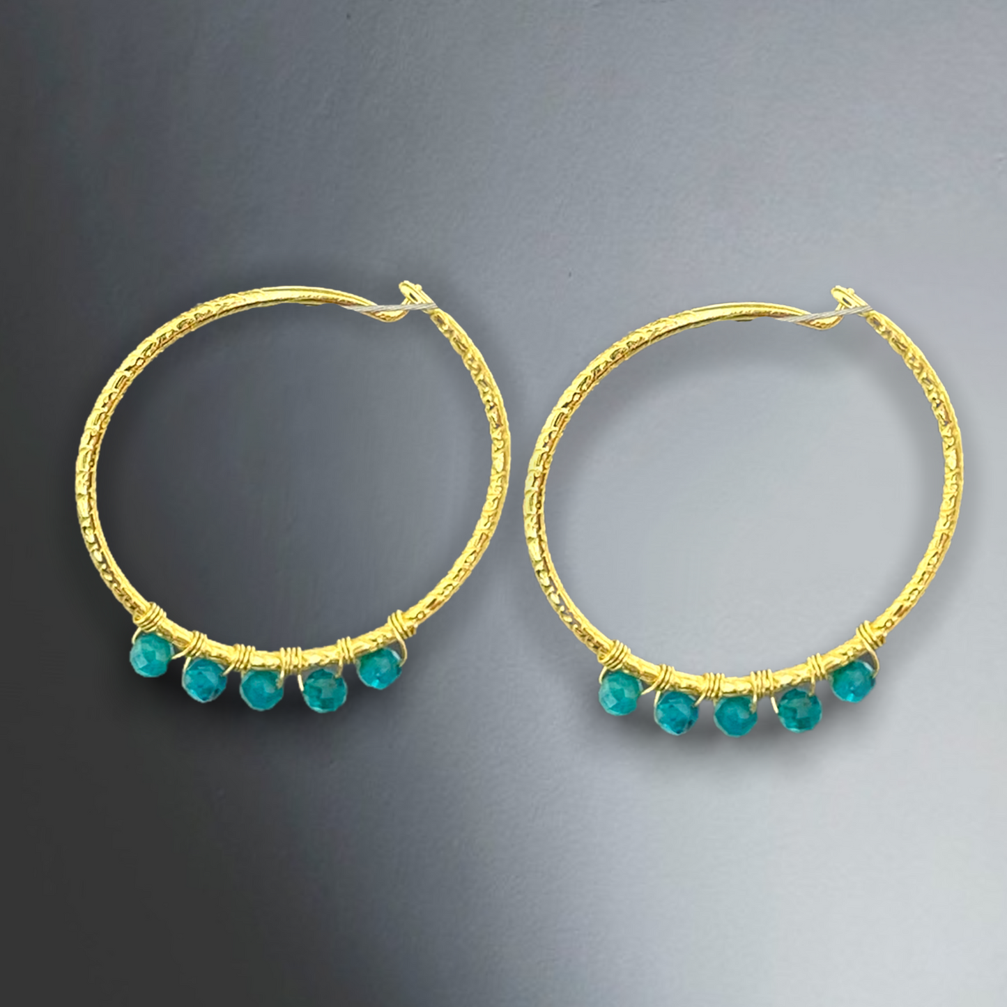 Gemstone Apatite 925 Sterling Gold Gilded Creoles