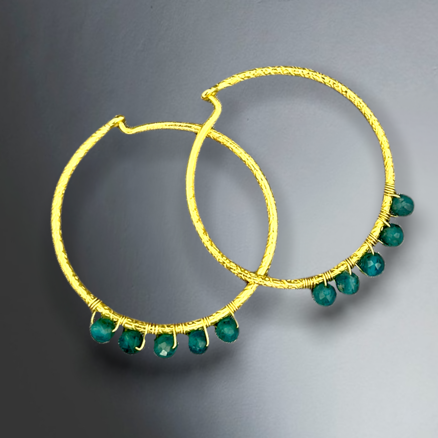 Gemstone Apatite 925 Sterling Gold Gilded Creoles
