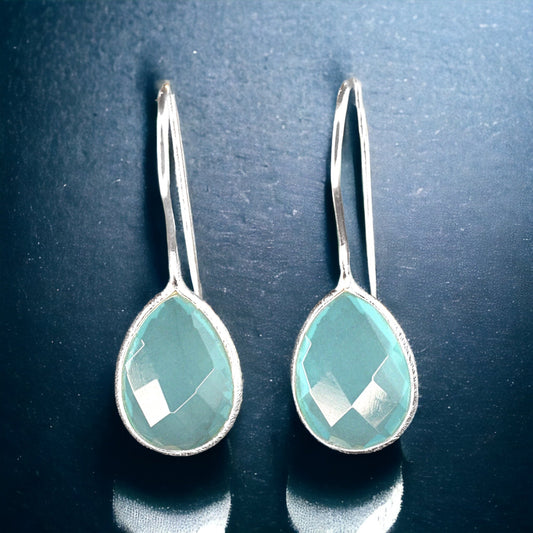 Aquamarine Earrings - 925 Sterling Silver Luxurious Gemstone Earrings