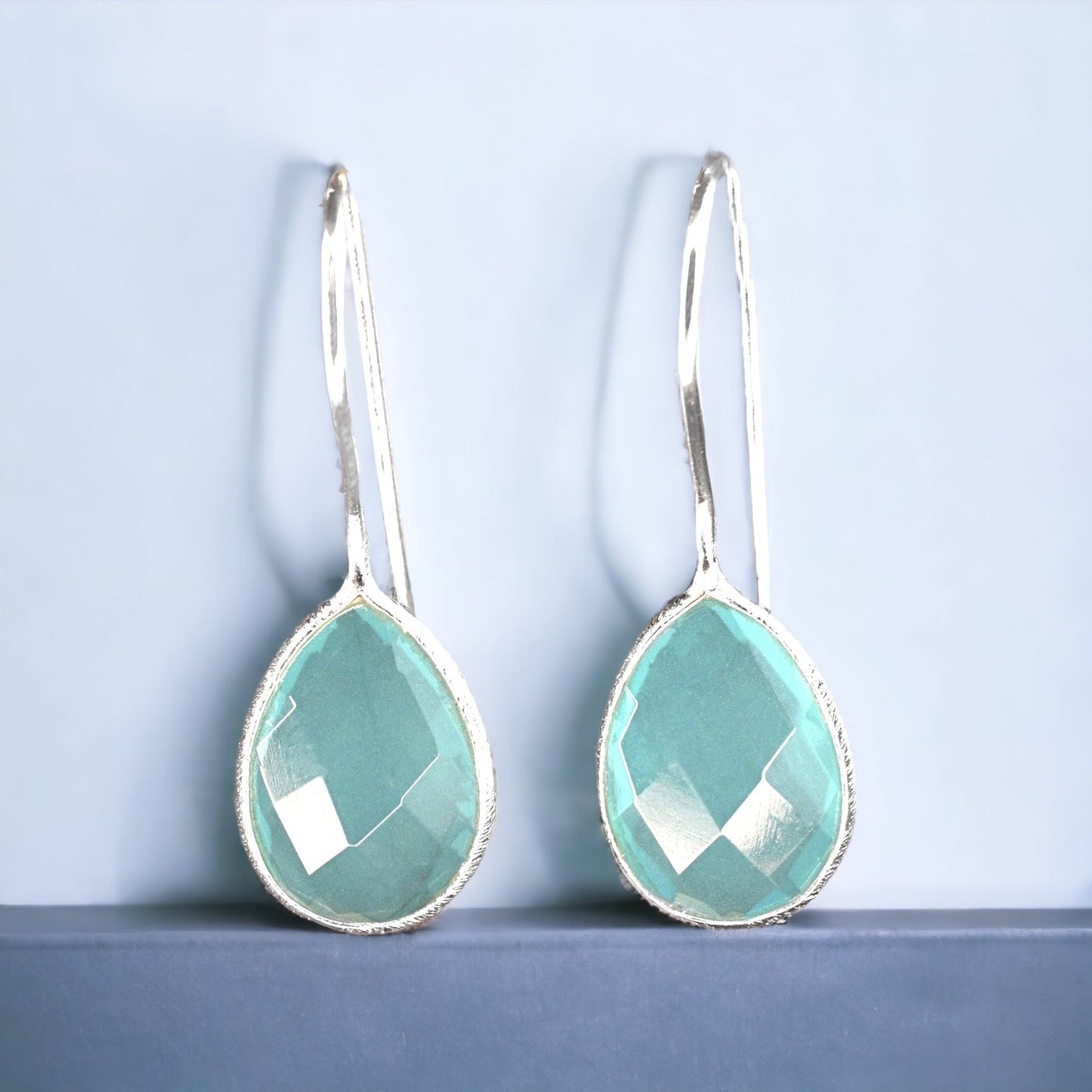Aquamarine Earrings - 925 Sterling Silver Luxurious Gemstone Earrings