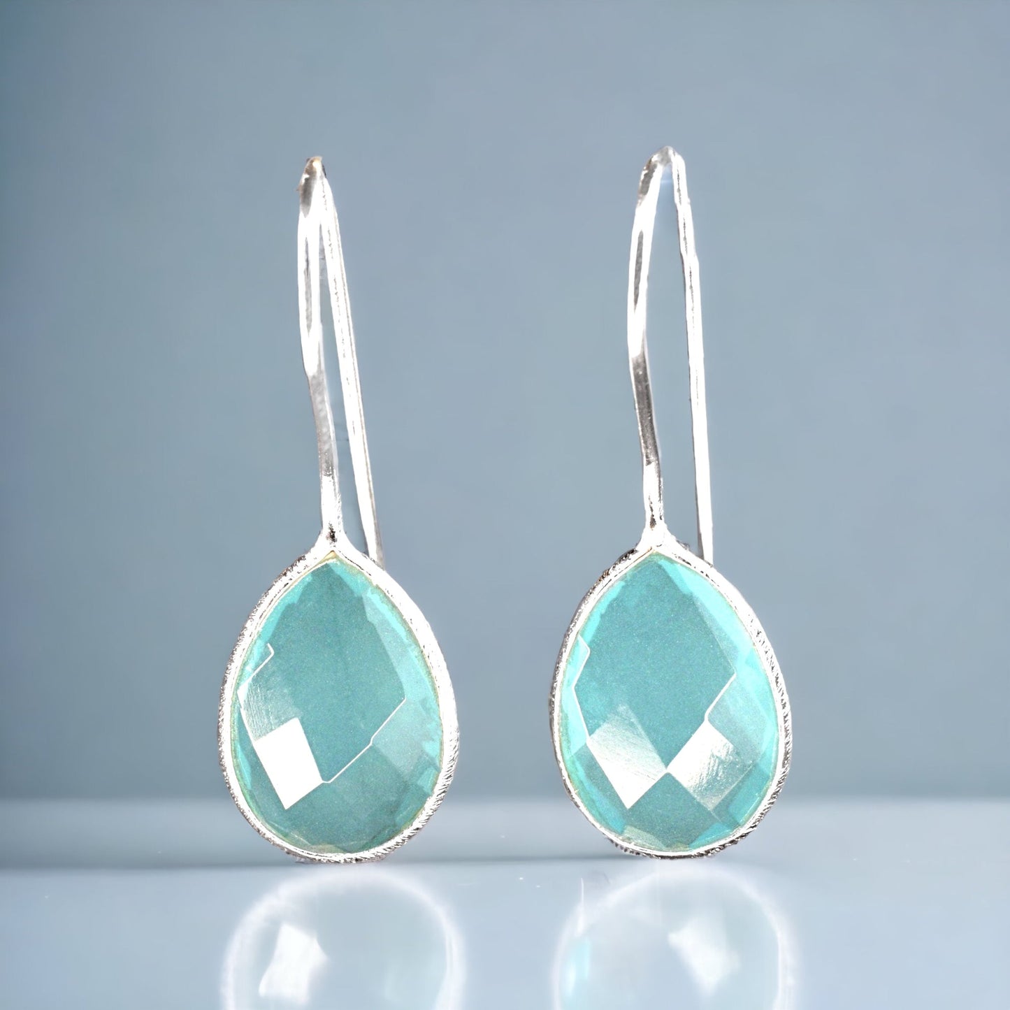 Aquamarine Earrings - 925 Sterling Silver Luxurious Gemstone Earrings