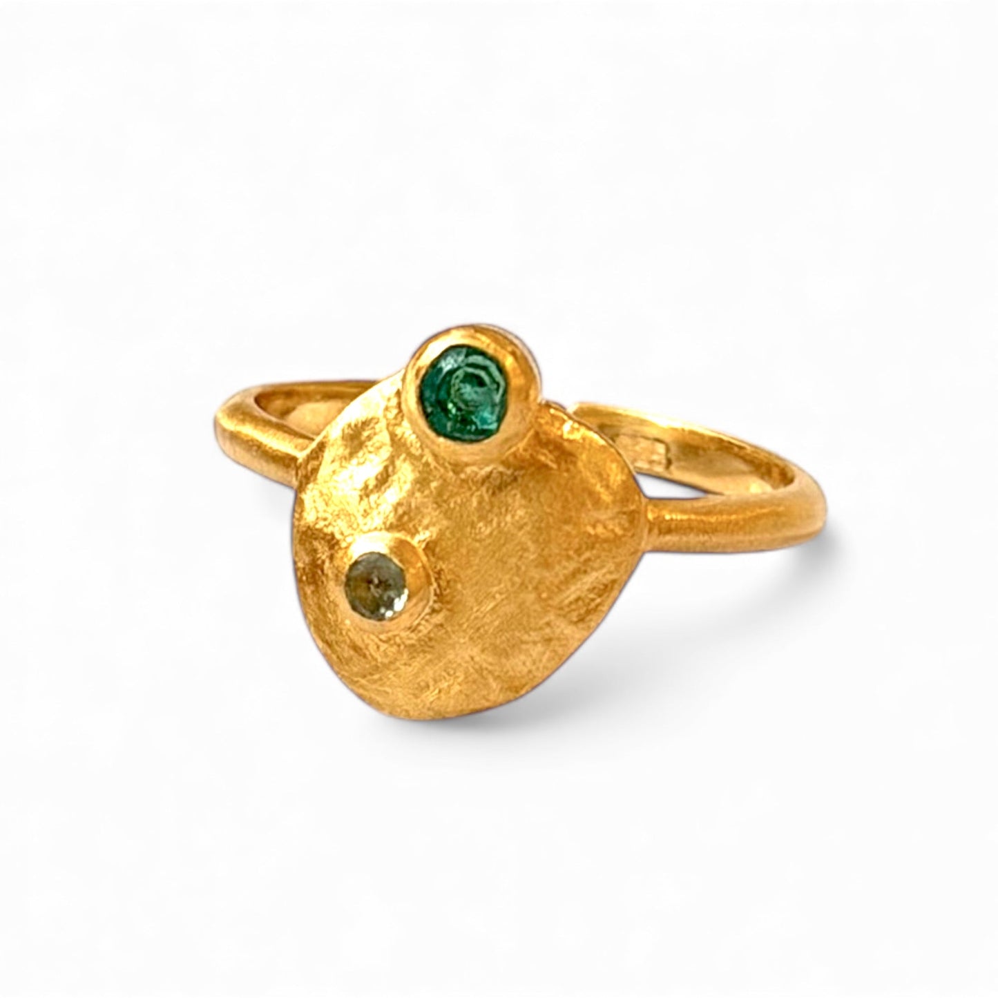 925 Sterling Silver Ring, 18K Gold Plated, Aqua Topaz and…