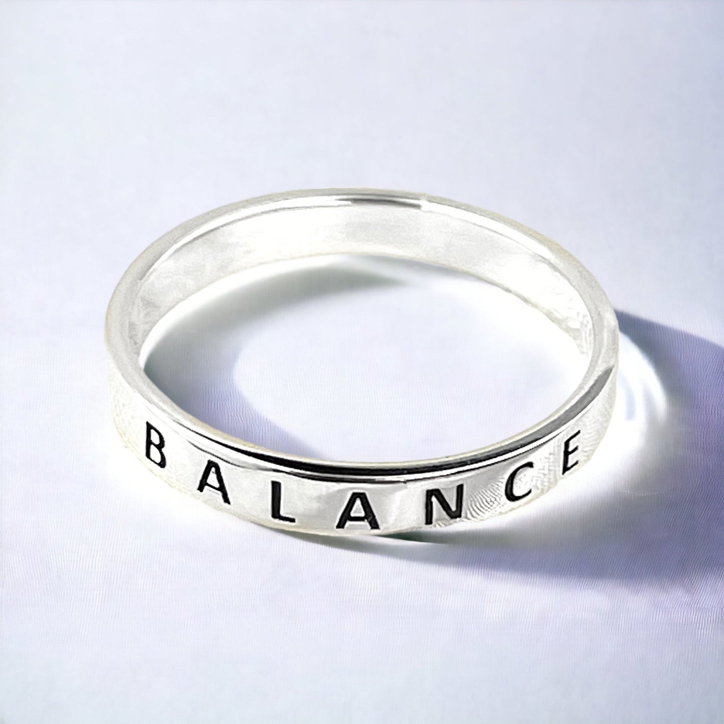 BALANCE Ring - 925 Sterling Silver Engraved Stamp Finger Ring