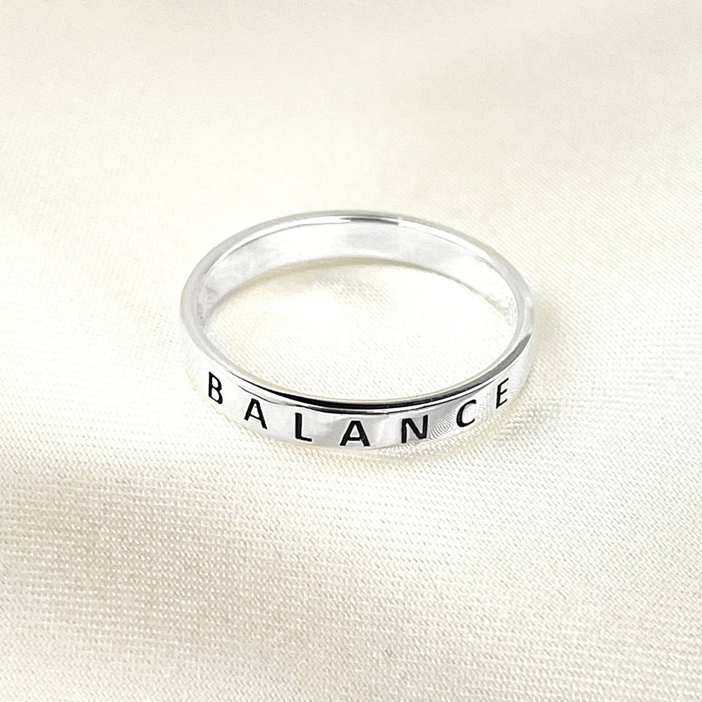 BALANCE Ring - 925 Sterling Silver Engraved Stamp Finger Ring