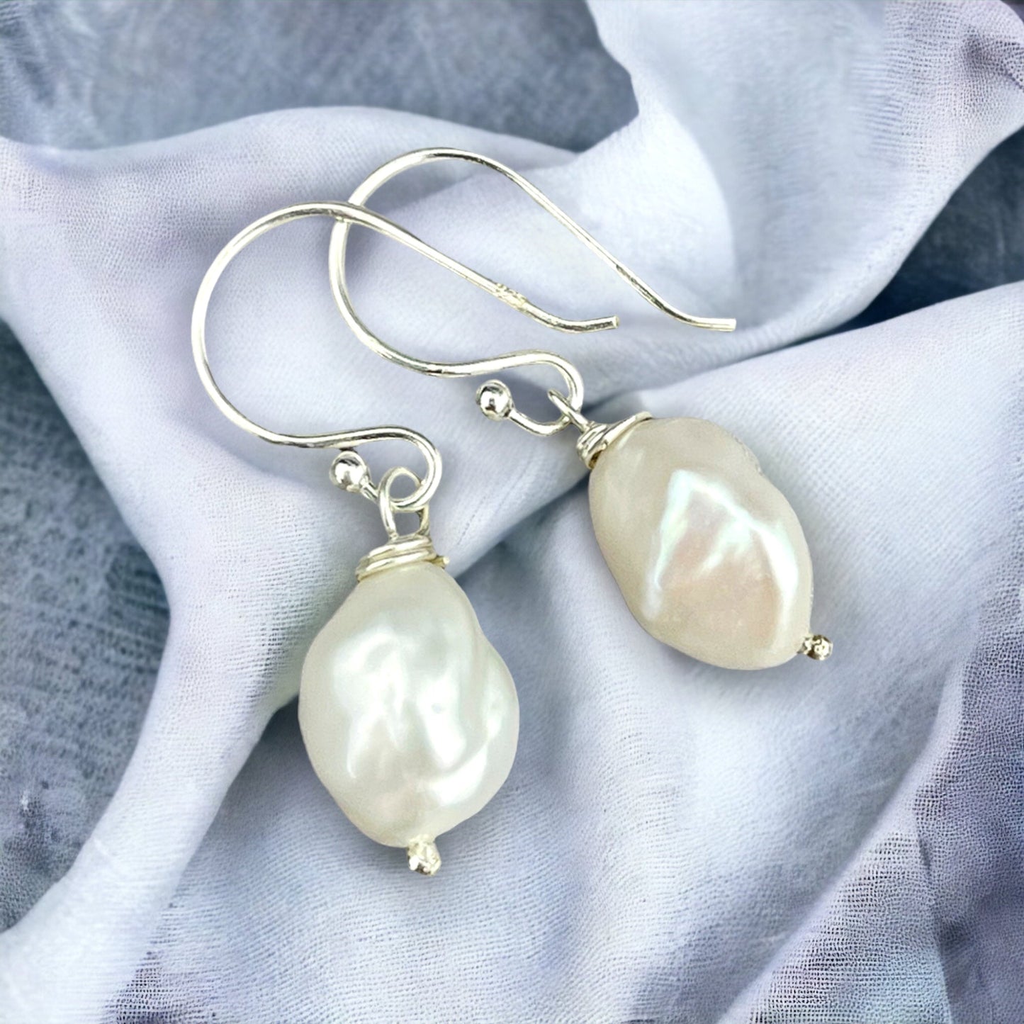 Baroque freshwater pearl earrings - beads drop earrings — 132