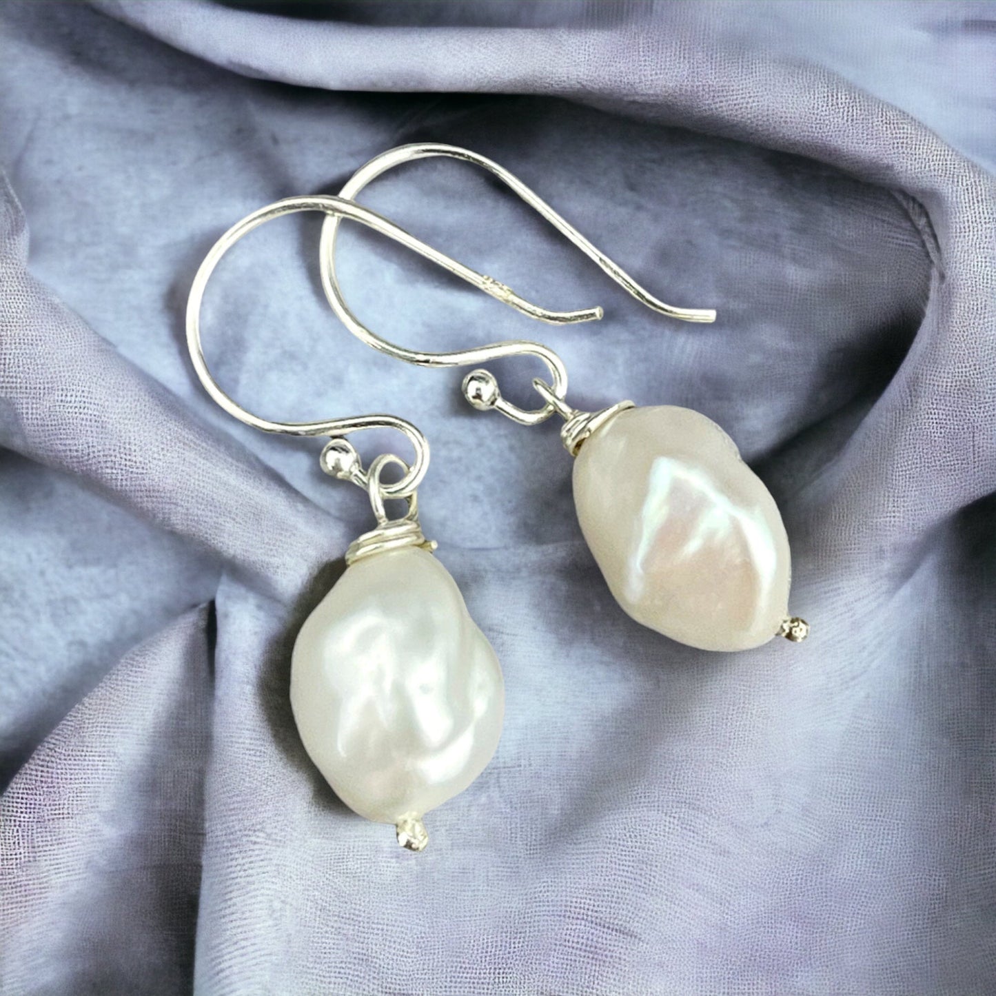 Baroque freshwater pearl earrings - beads drop earrings — 132