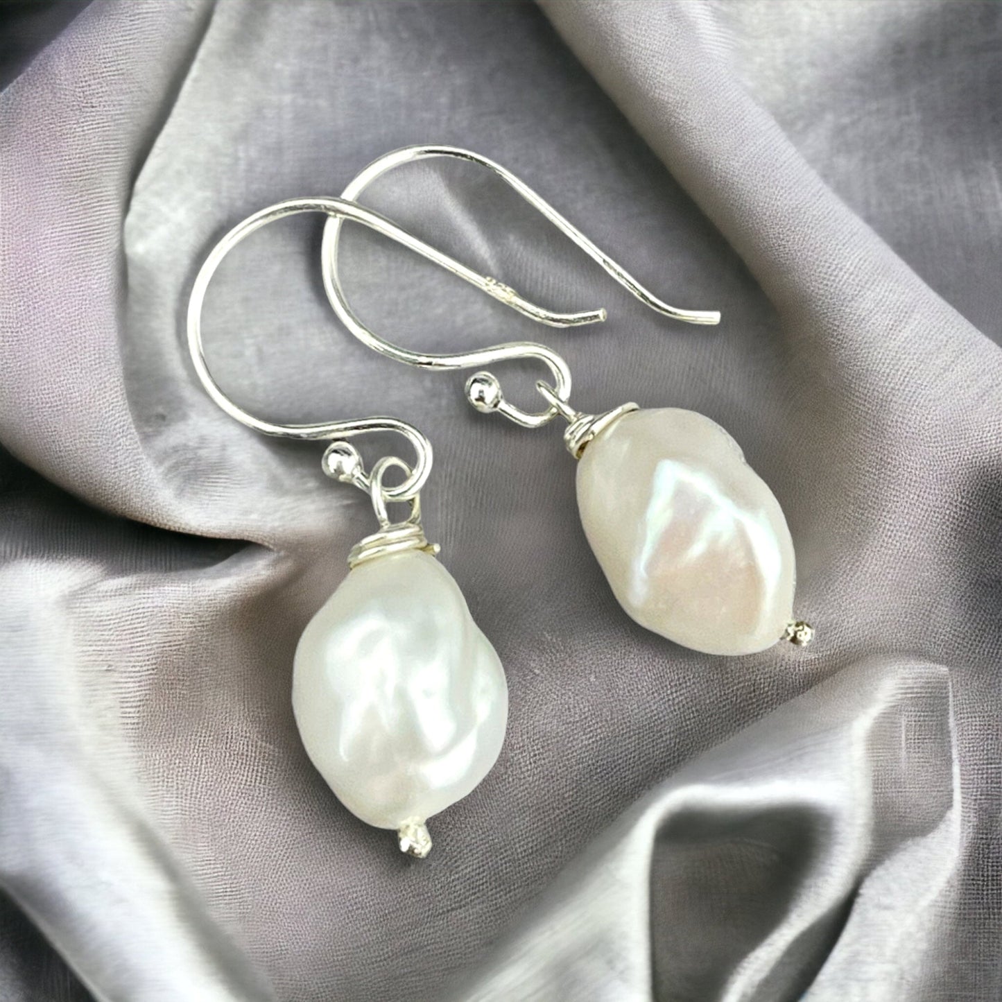 Baroque freshwater pearl earrings - beads drop earrings — 132