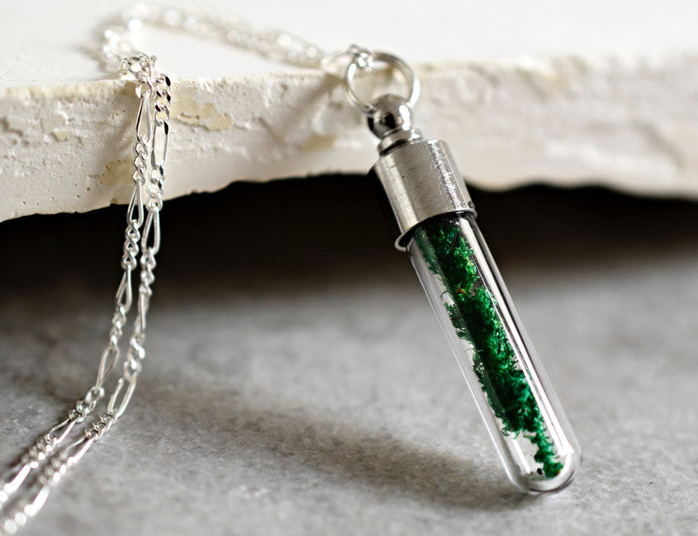 925 Sterling Silver Chain with Genuine Moss