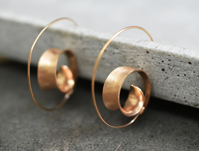 925 Sterling Silver Rose Gold-Plated Spiral Earrings BRUNEI II - OHR925-19