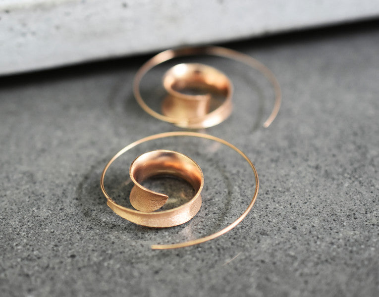925 Sterling Silver Rose Gold-Plated Spiral Earrings BRUNEI II - OHR925-19
