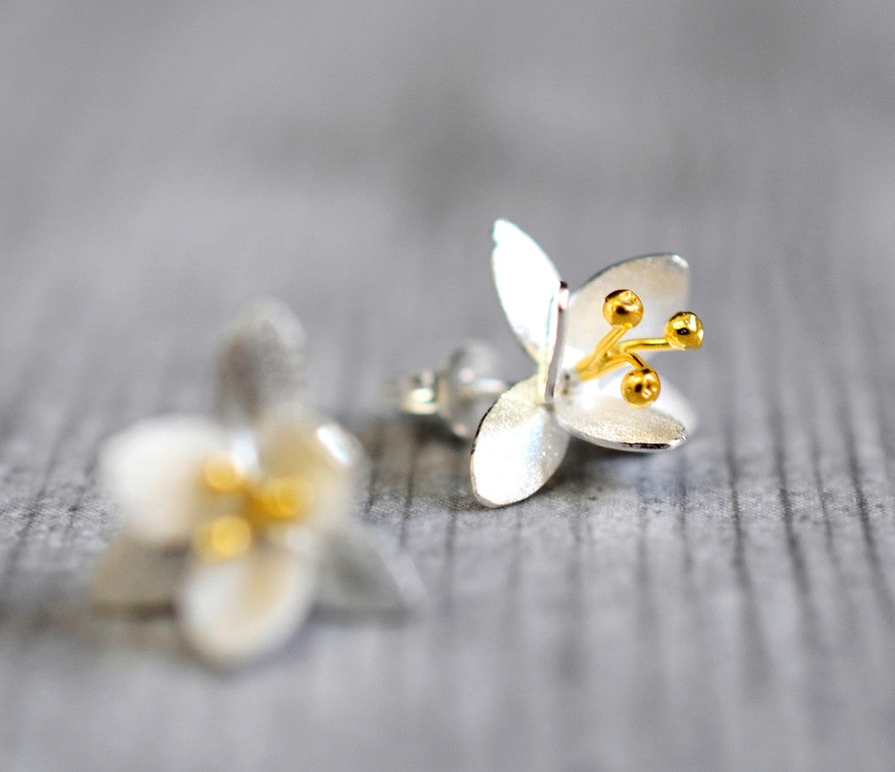 Blossoms — 925 Sterling Silver Studs Bicolor