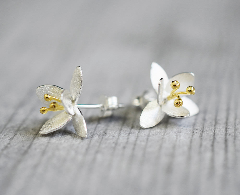 Blossoms — 925 Sterling Silver Studs Bicolor