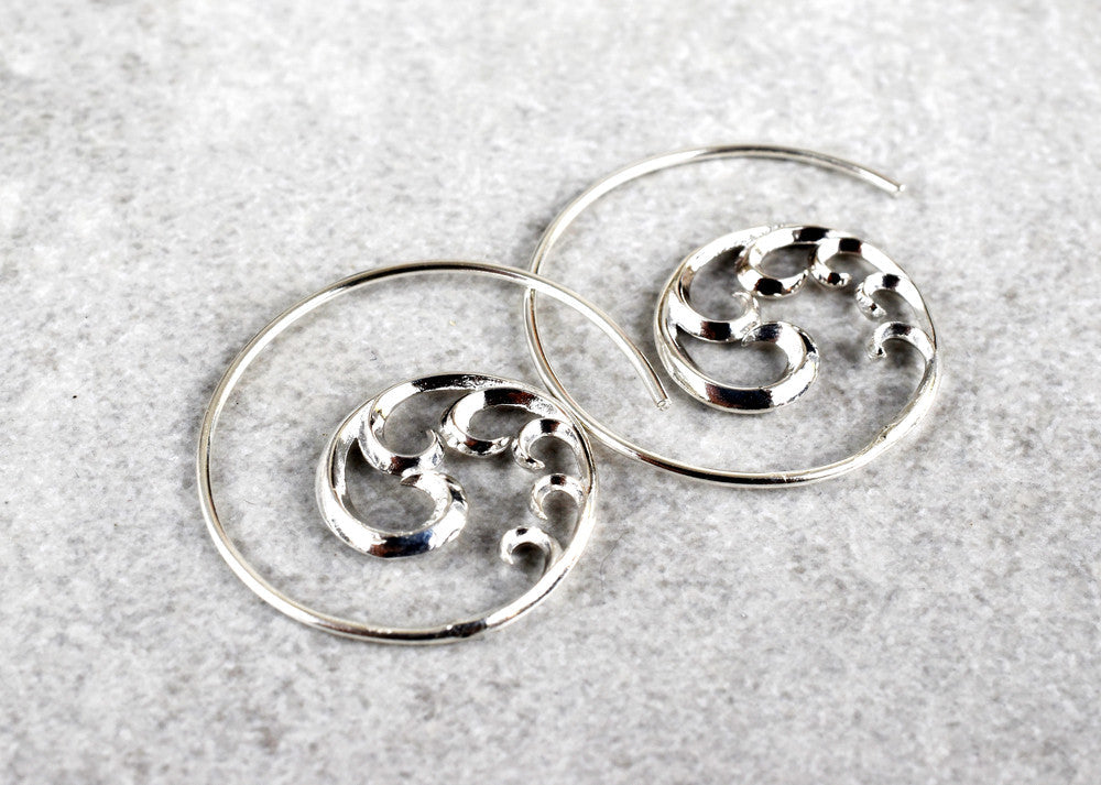 Ornament — 925 Sterling Silver Spiral Earrings — 24