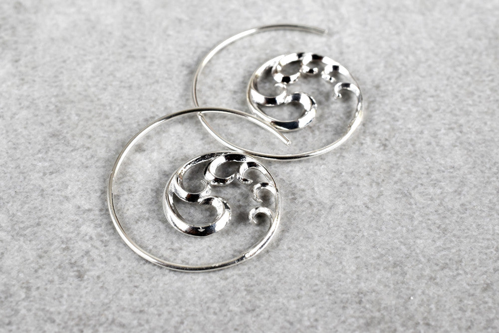 Ornament — 925 Sterling Silver Spiral Earrings — 24