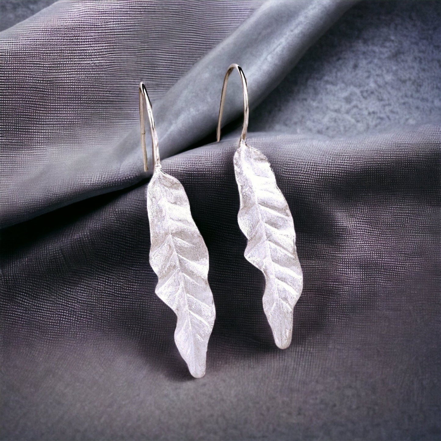 Long Leaves Earrings - 925 Sterling Silver Earrings - Elegant Nature…