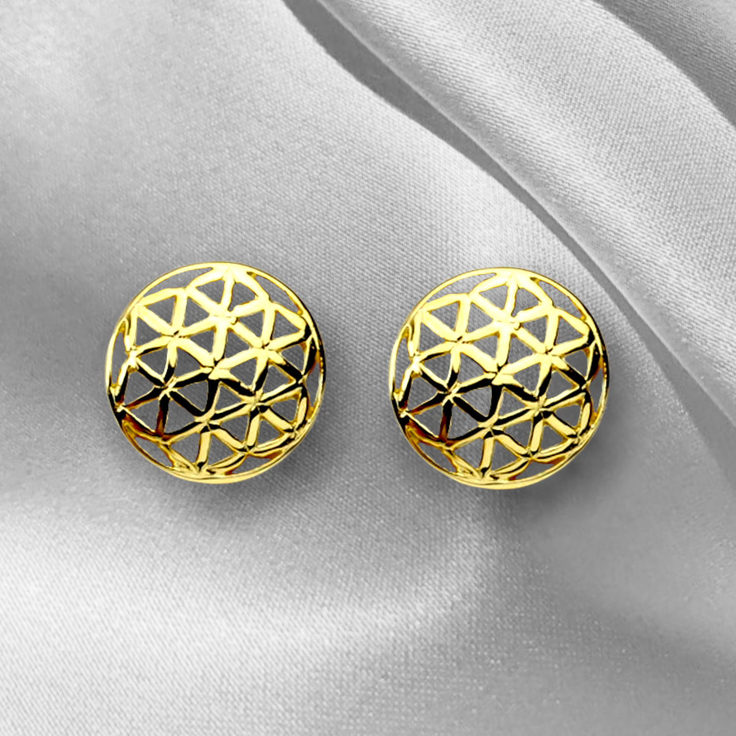 Flower of Life — 925 gold gold plated stud earrings — 106