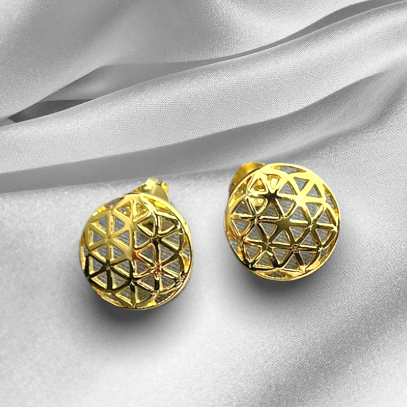 Flower of Life — 925 gold gold plated stud earrings — 106