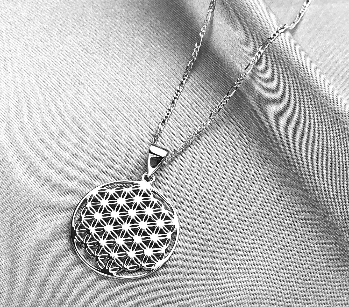 925 Sterling Silver Necklace Flower of Life