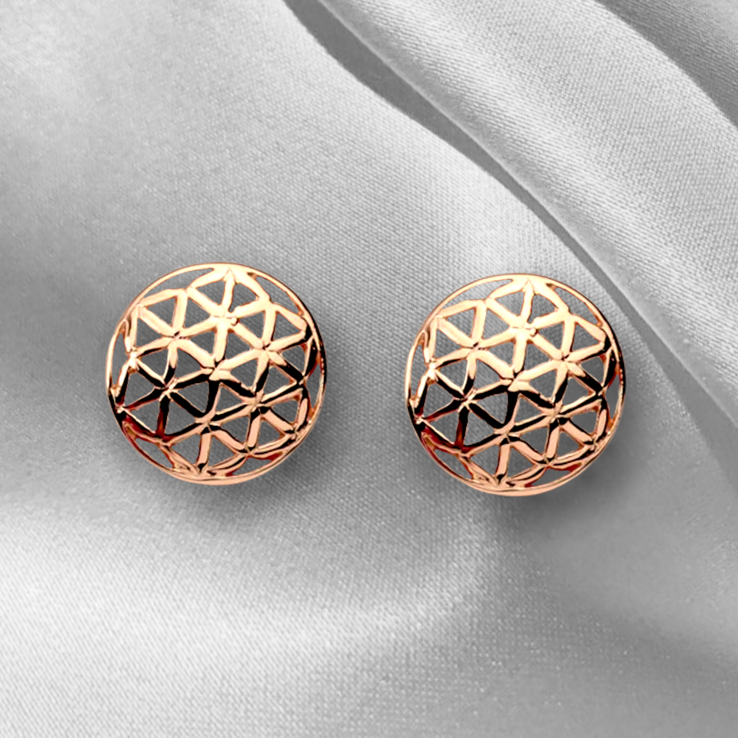 925 Rosegold Gilded Stud Earrings Flower of Life — 83