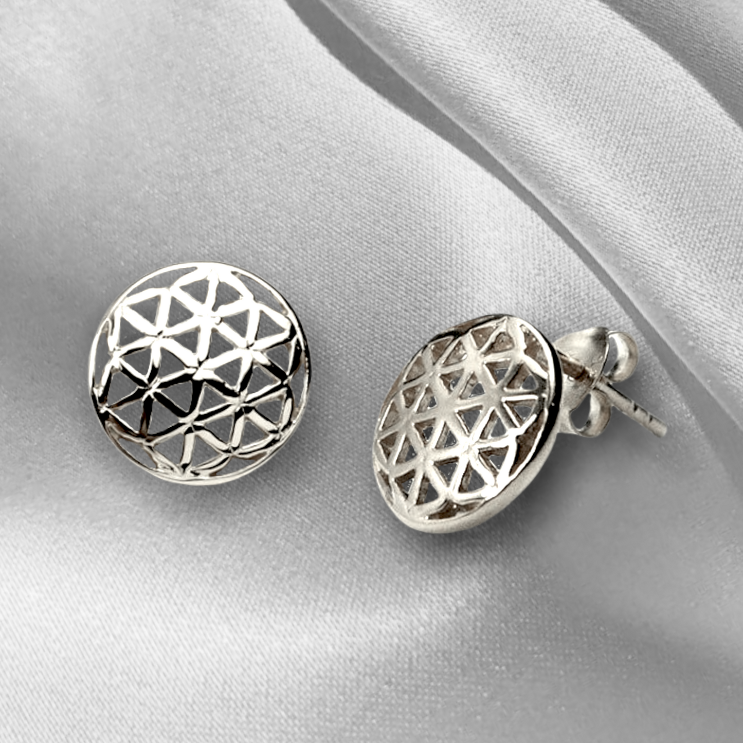 925 Sterling Silver Studs Flower of Life