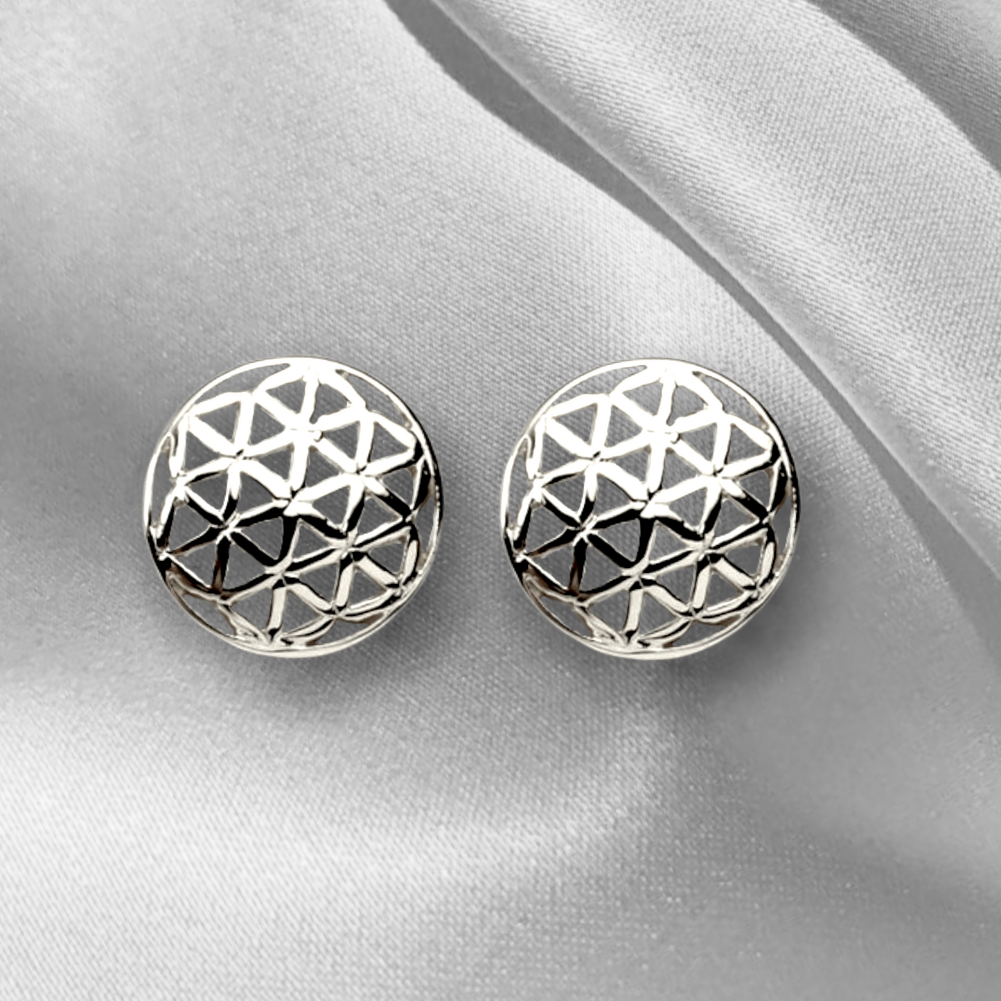 925 Sterling Silver Studs Flower of Life