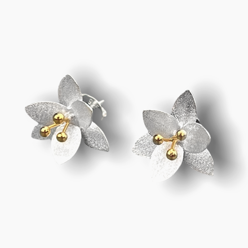 Blossoms — 925 Sterling Silver Studs Bicolor