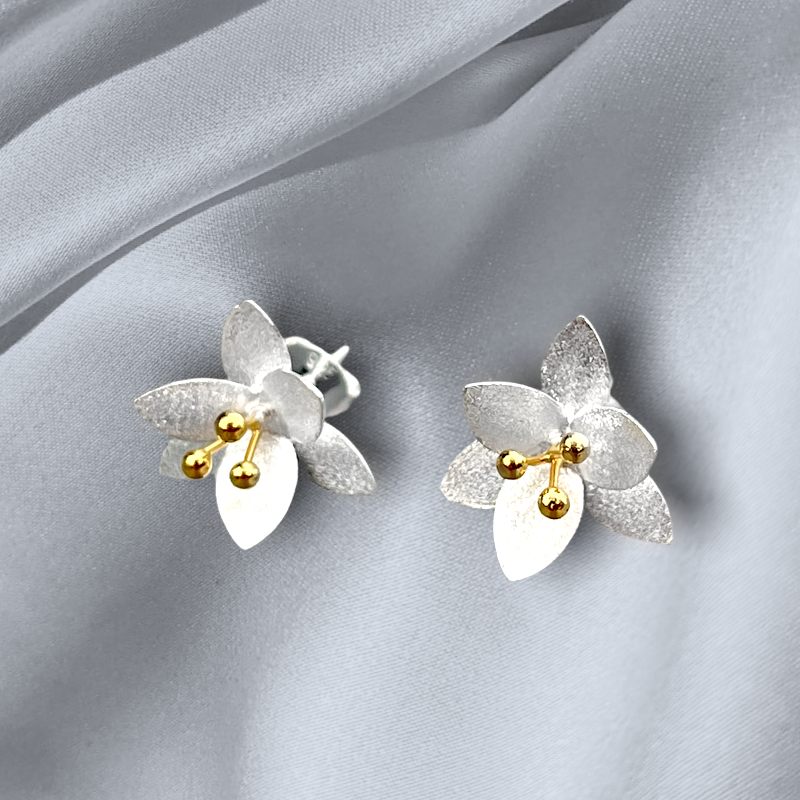 Blossoms — 925 Sterling Silver Studs Bicolor