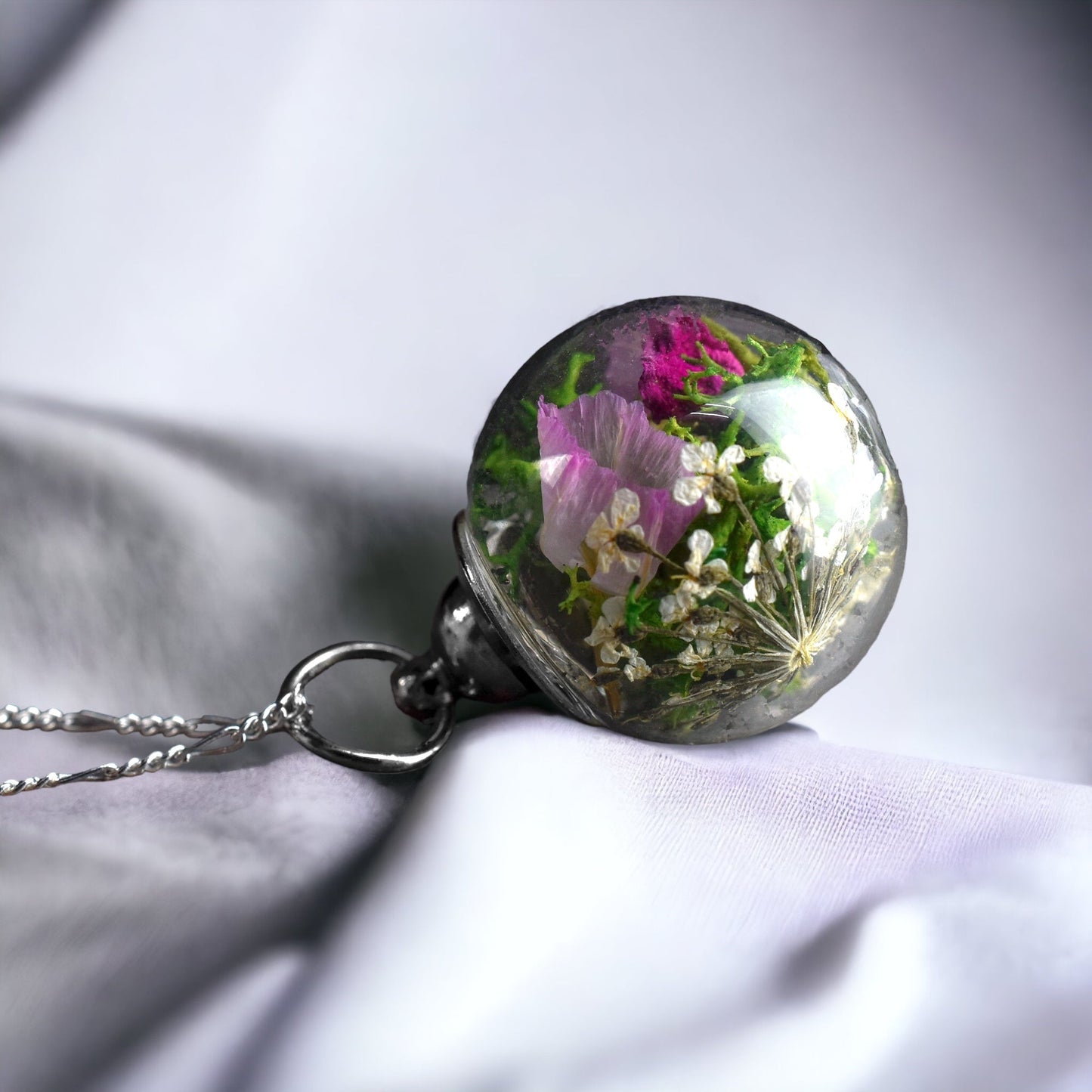 925 Sterling Silver Flowers Bouquet Chain