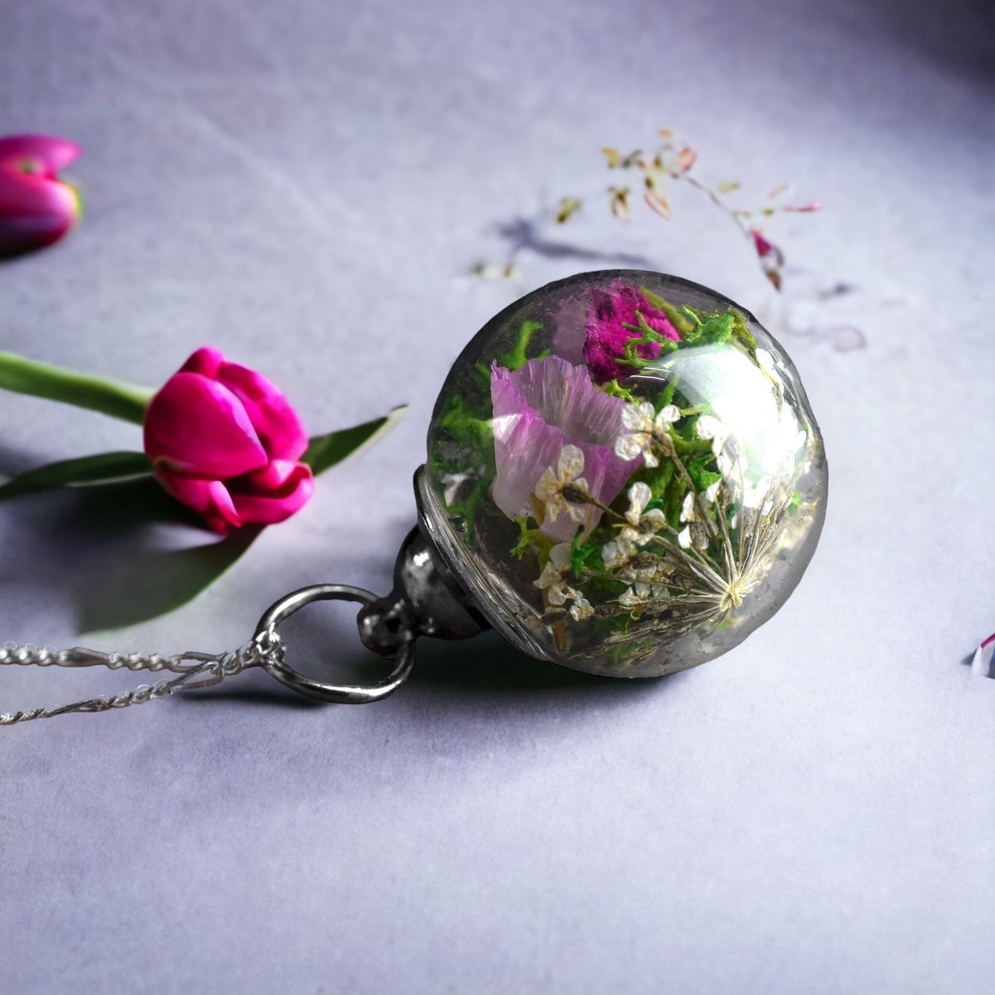 925 Sterling Silver Flowers Bouquet Chain