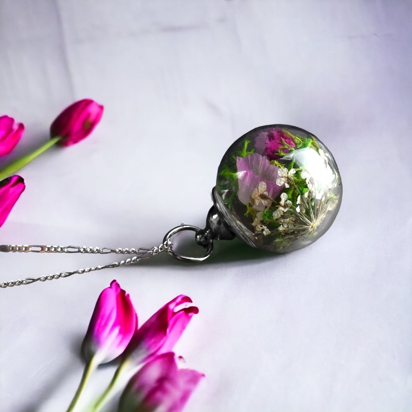 925 Sterling Silver Flowers Bouquet Chain