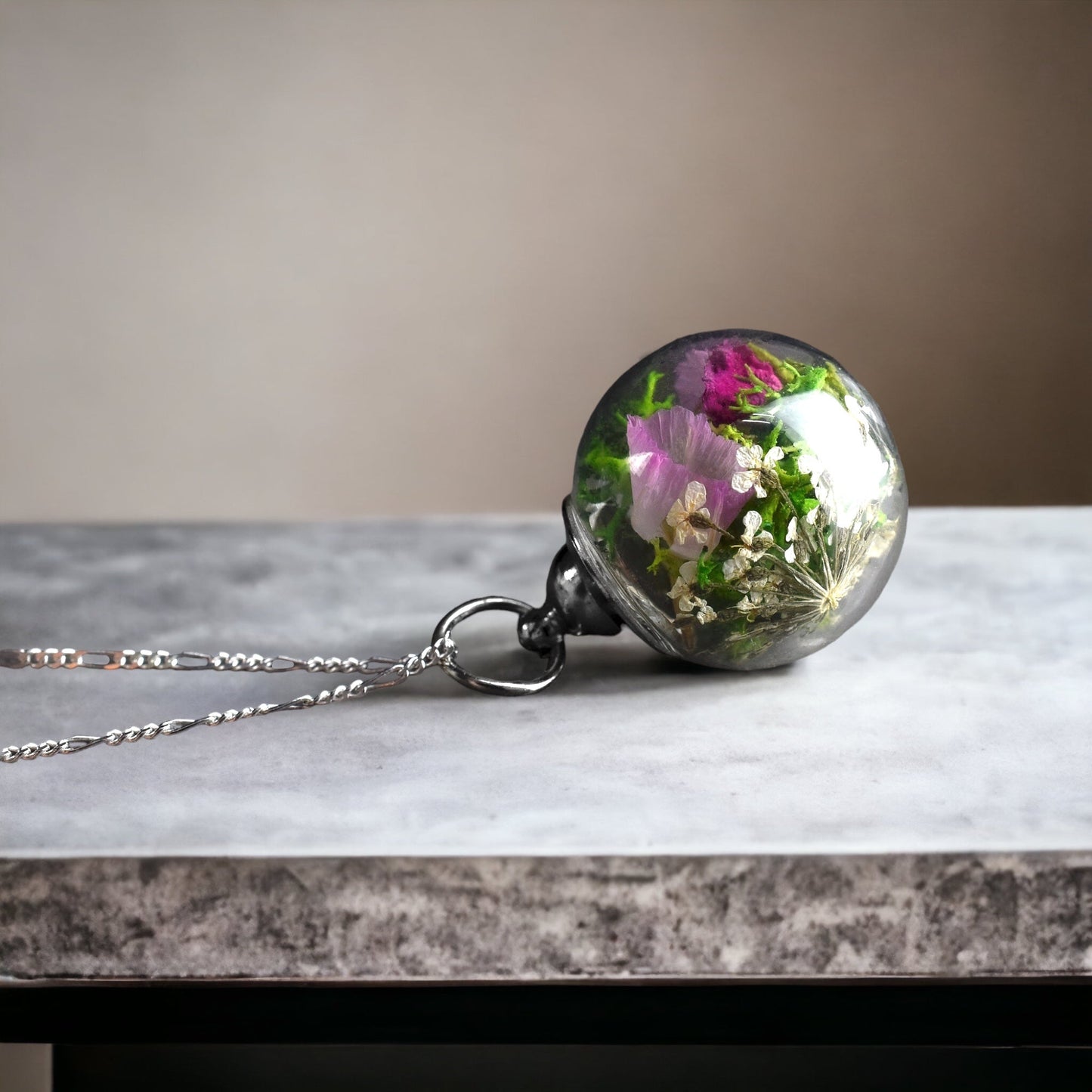 925 Sterling Silver Flowers Bouquet Chain