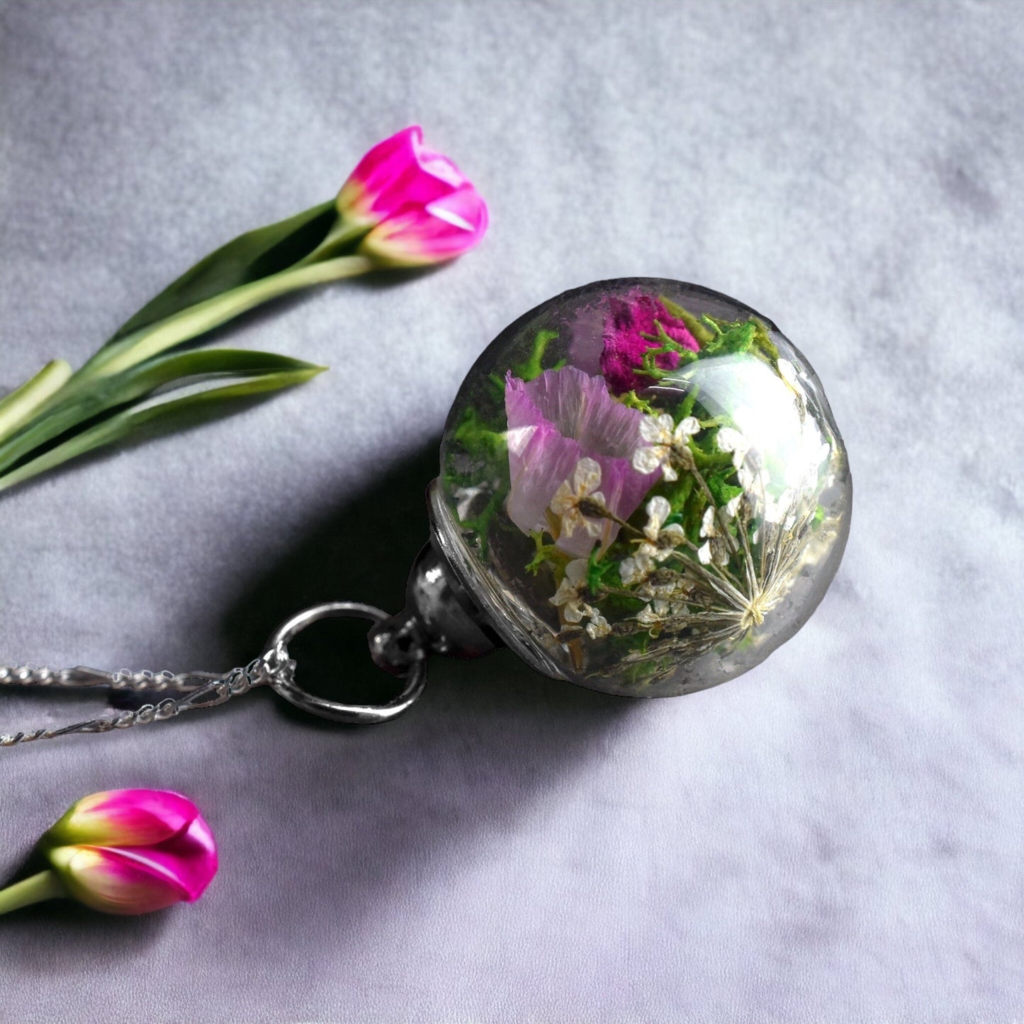 925 Sterling Silver Flowers Bouquet Chain