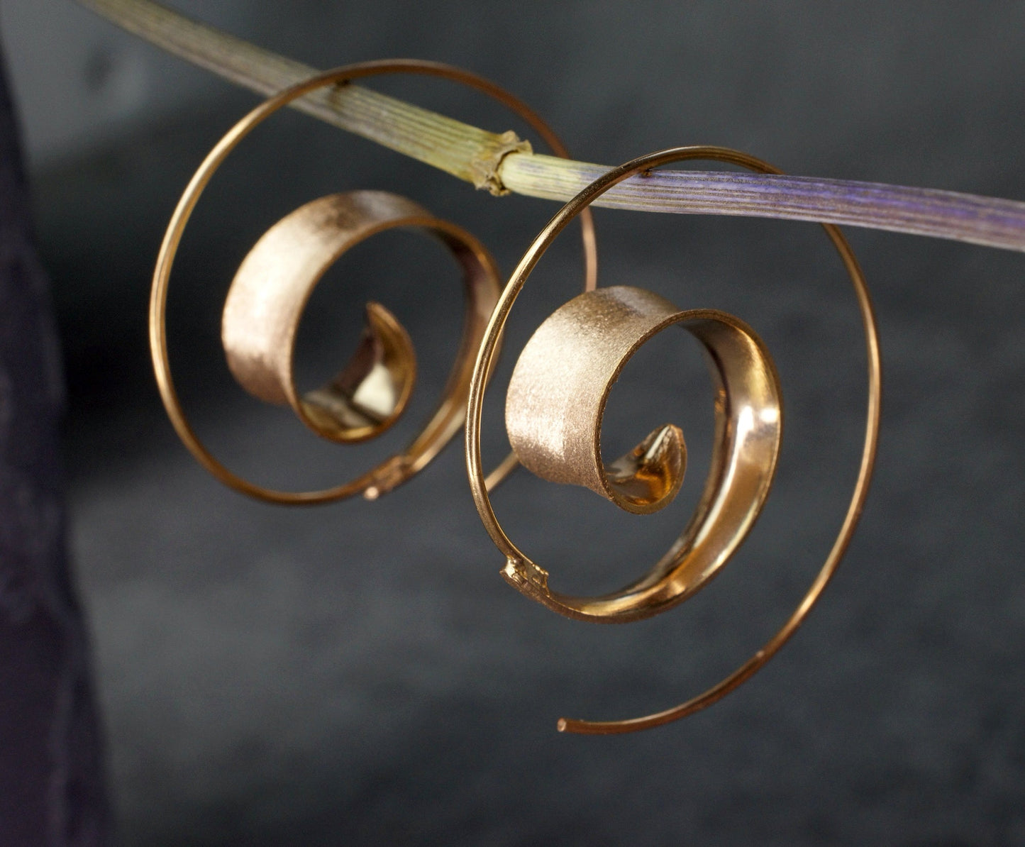 925 Sterling Silver Rose Gold-Plated Spiral Earrings BRUNEI II - OHR925-19