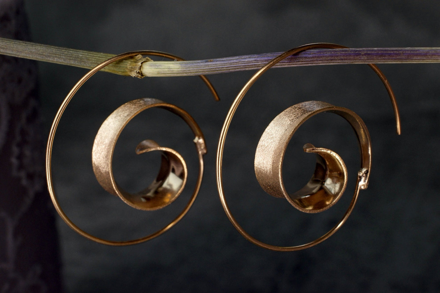 925 Sterling Silver Rose Gold-Plated Spiral Earrings BRUNEI II - OHR925-19