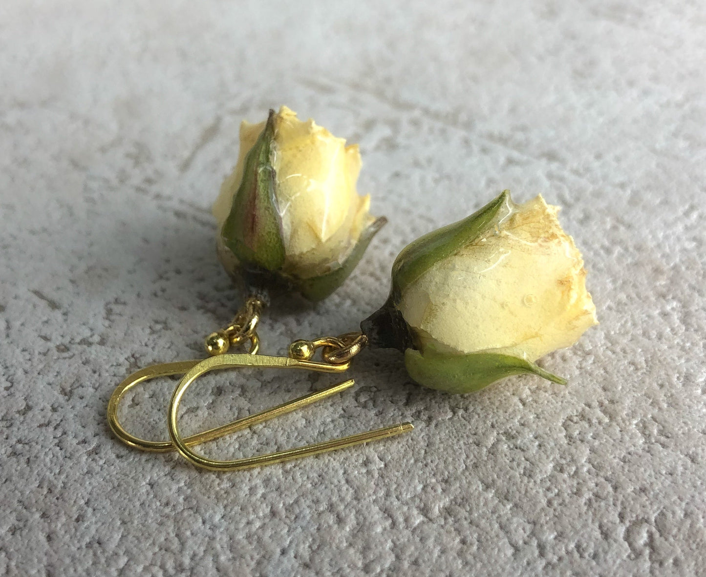 925 sterling gold-plated earrings with real roses