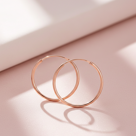 Classic 25 mm Hoop Earrings in 925 Sterling Silver - 18K Rose Gold…
