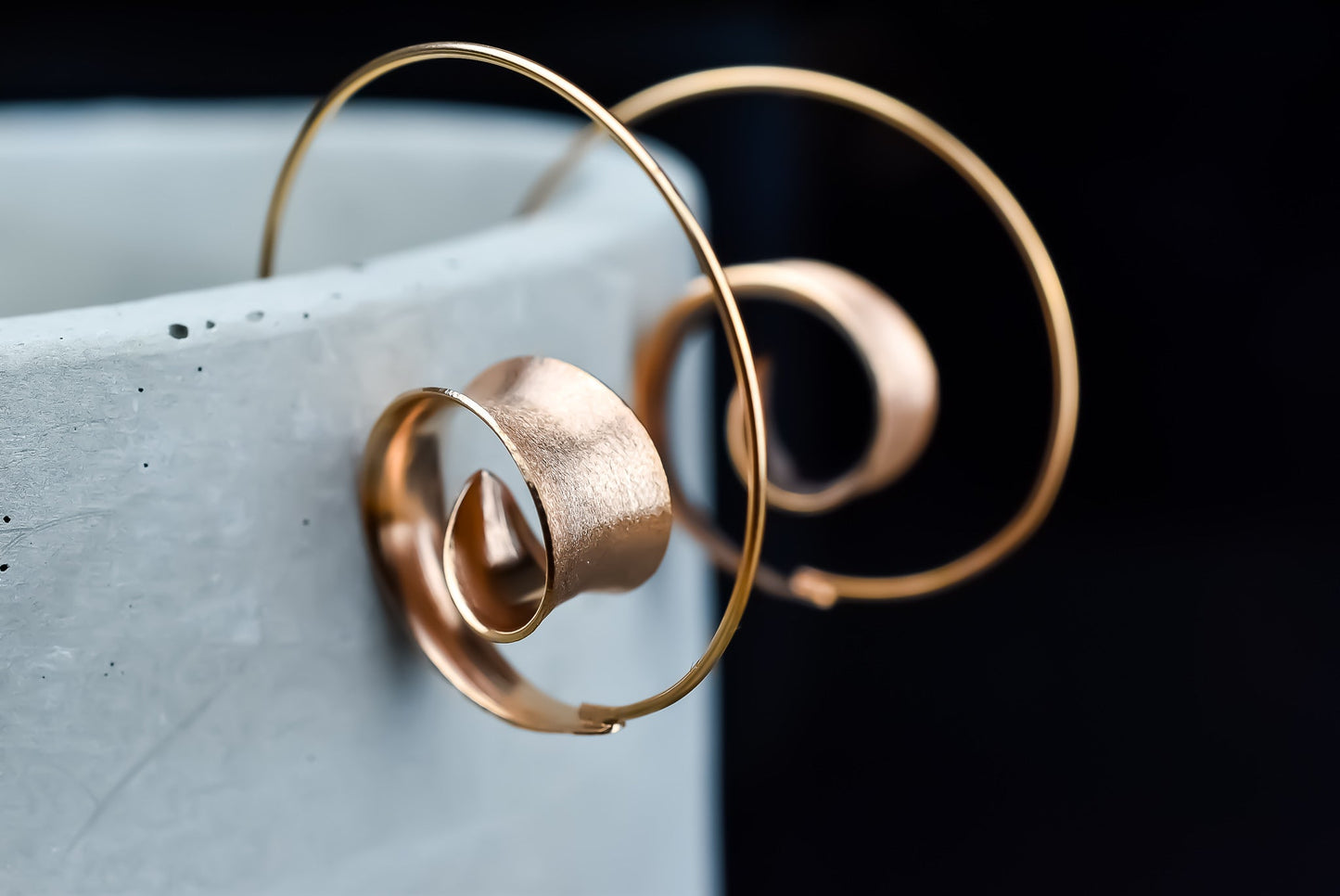 925 Sterling Silver Rose Gold-Plated Spiral Earrings BRUNEI II - OHR925-19