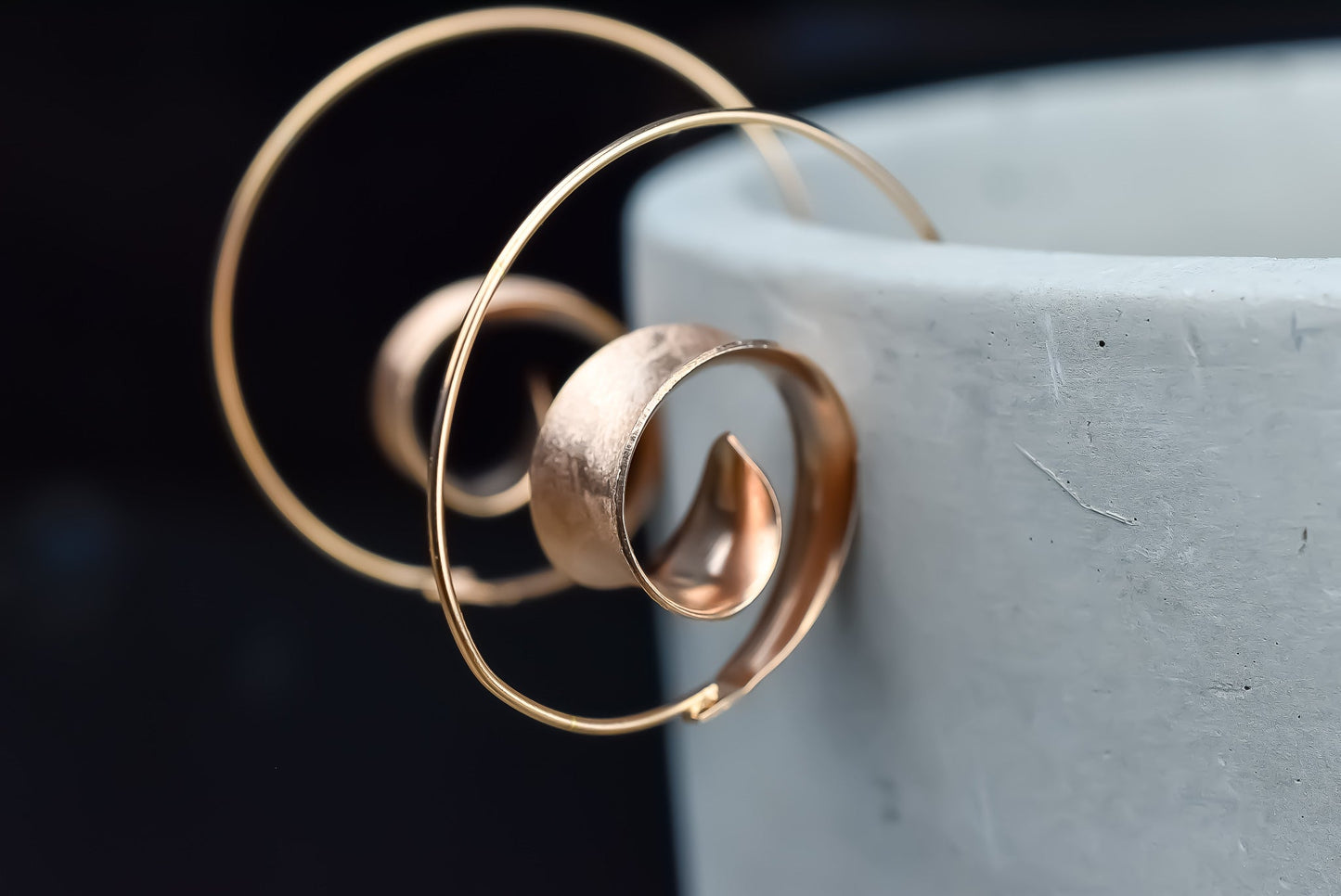 925 Sterling Silver Rose Gold-Plated Spiral Earrings BRUNEI II - OHR925-19