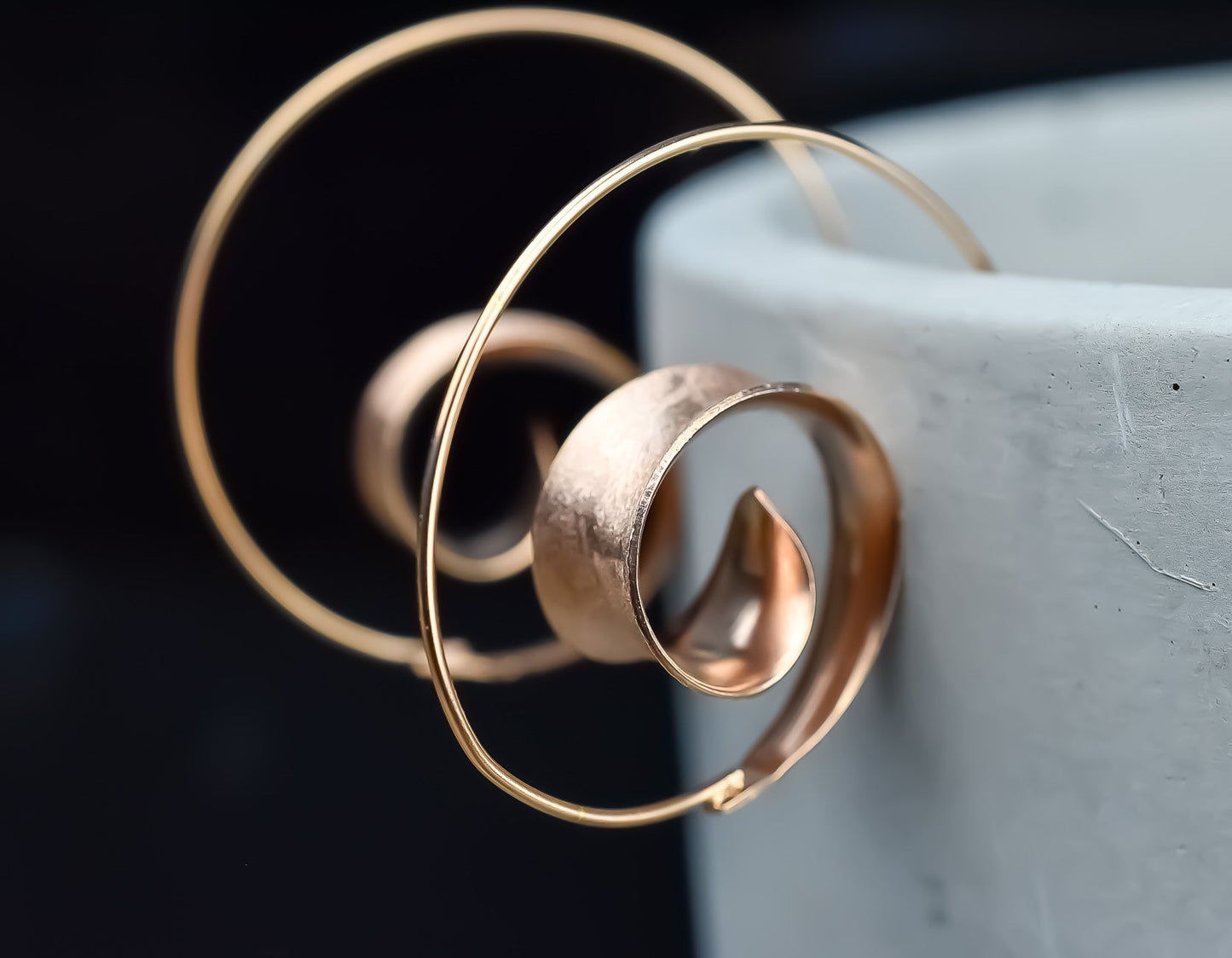 925 Sterling Silver Rose Gold-Plated Spiral Earrings BRUNEI II - OHR925-19