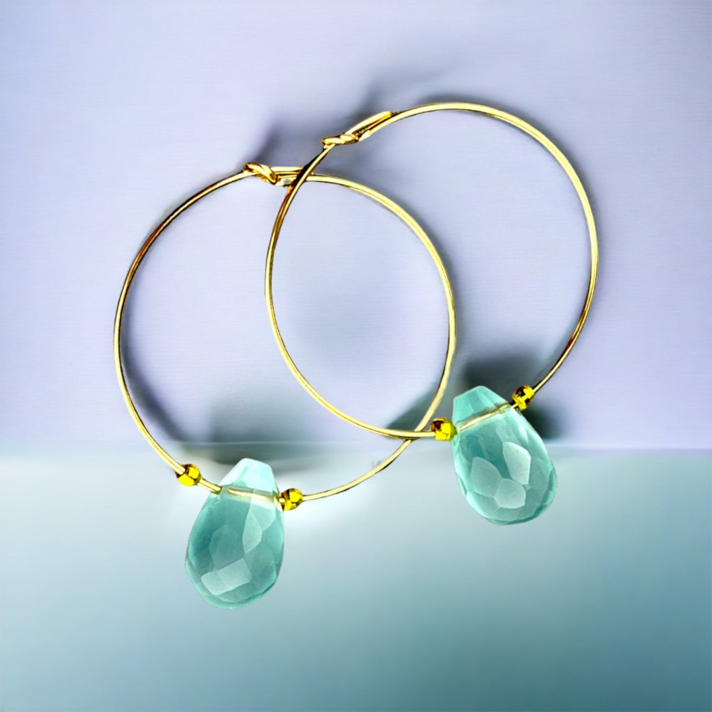 Goldfill Gemstone Chalzedon Drop Creoles - Gemstone Jewelry — 25