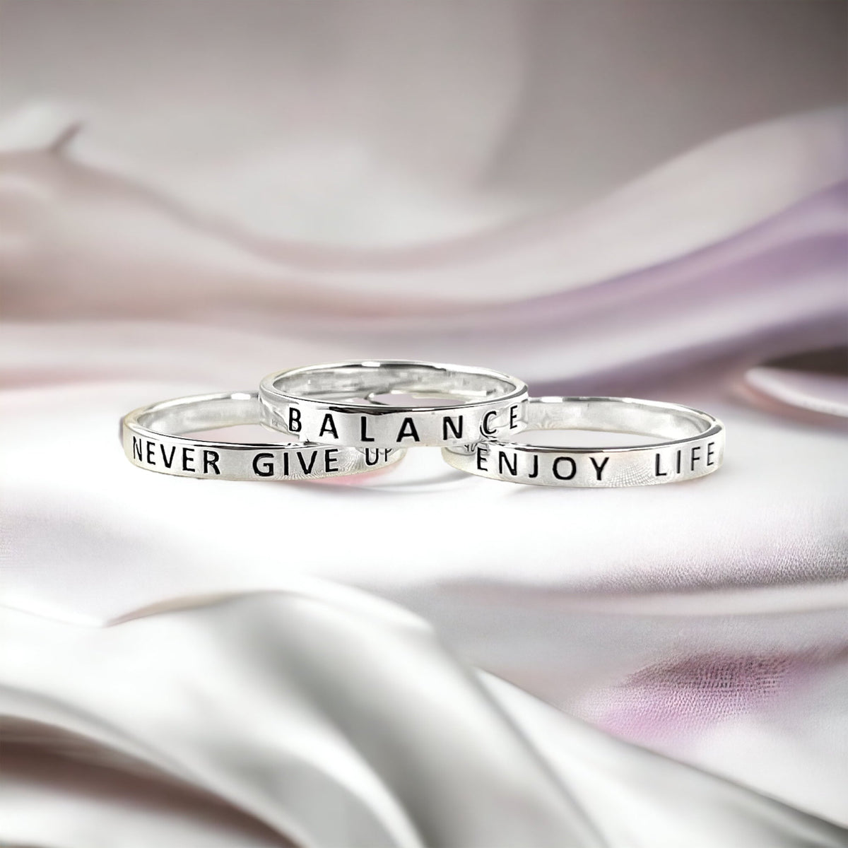 BALANCE Ring - 925 Sterling Silver Engraved Signet Ring RG925-47