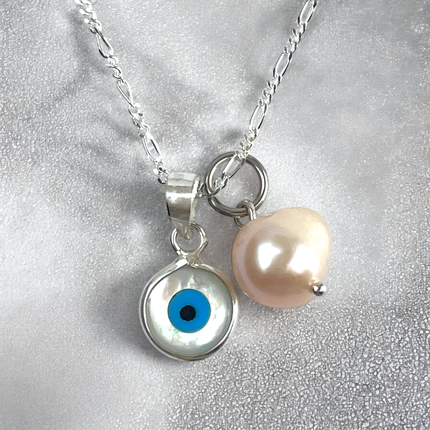 925 Sterling Silver Evil Eye Necklace with Mother of Pearl &…