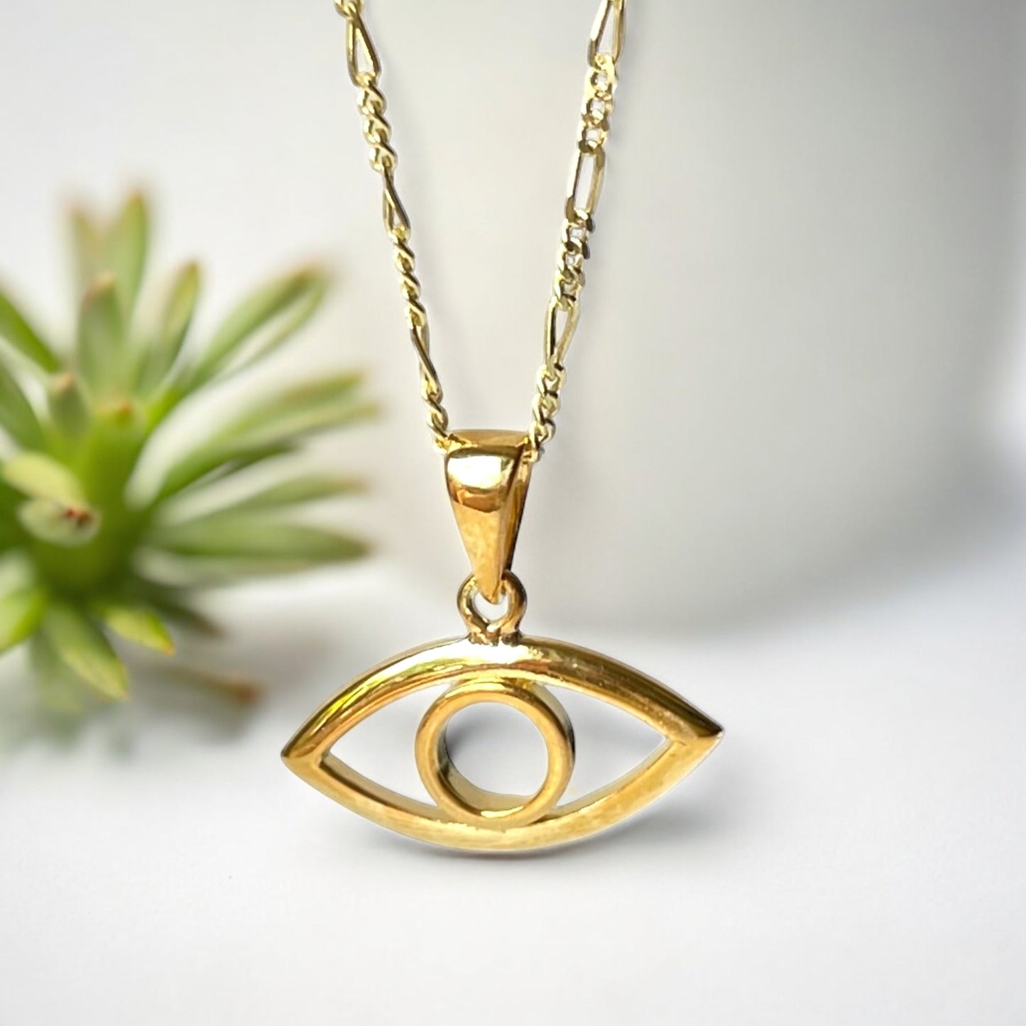 925 Sterling Silver Necklace with Evil Eye Pendant – 18K Flash Gold…