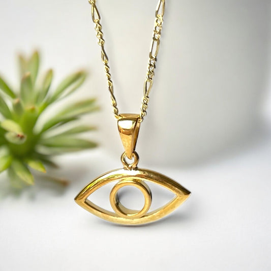 925 Sterling Silver Necklace with Evil Eye Pendant – 18K Flash Gold…