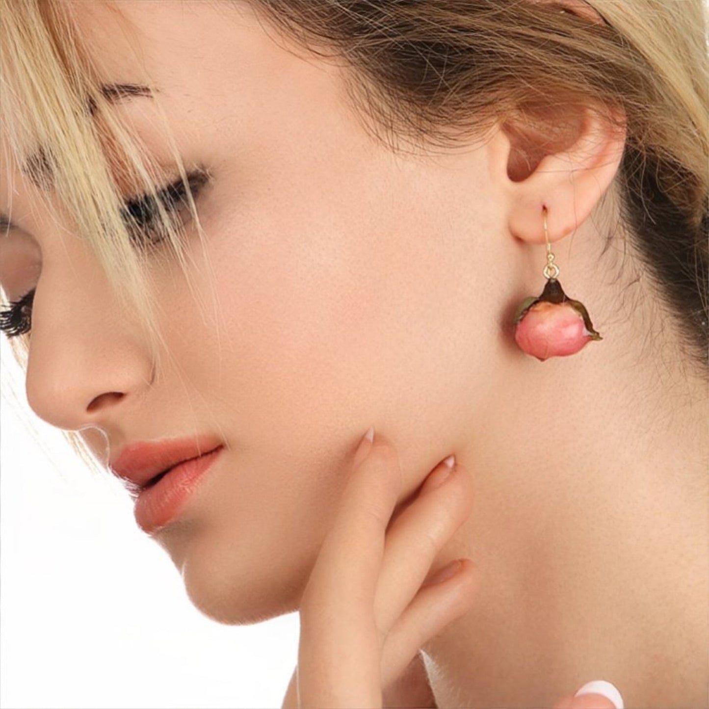 Elegant genuine roses earrings - 925 sterling gilded earrings